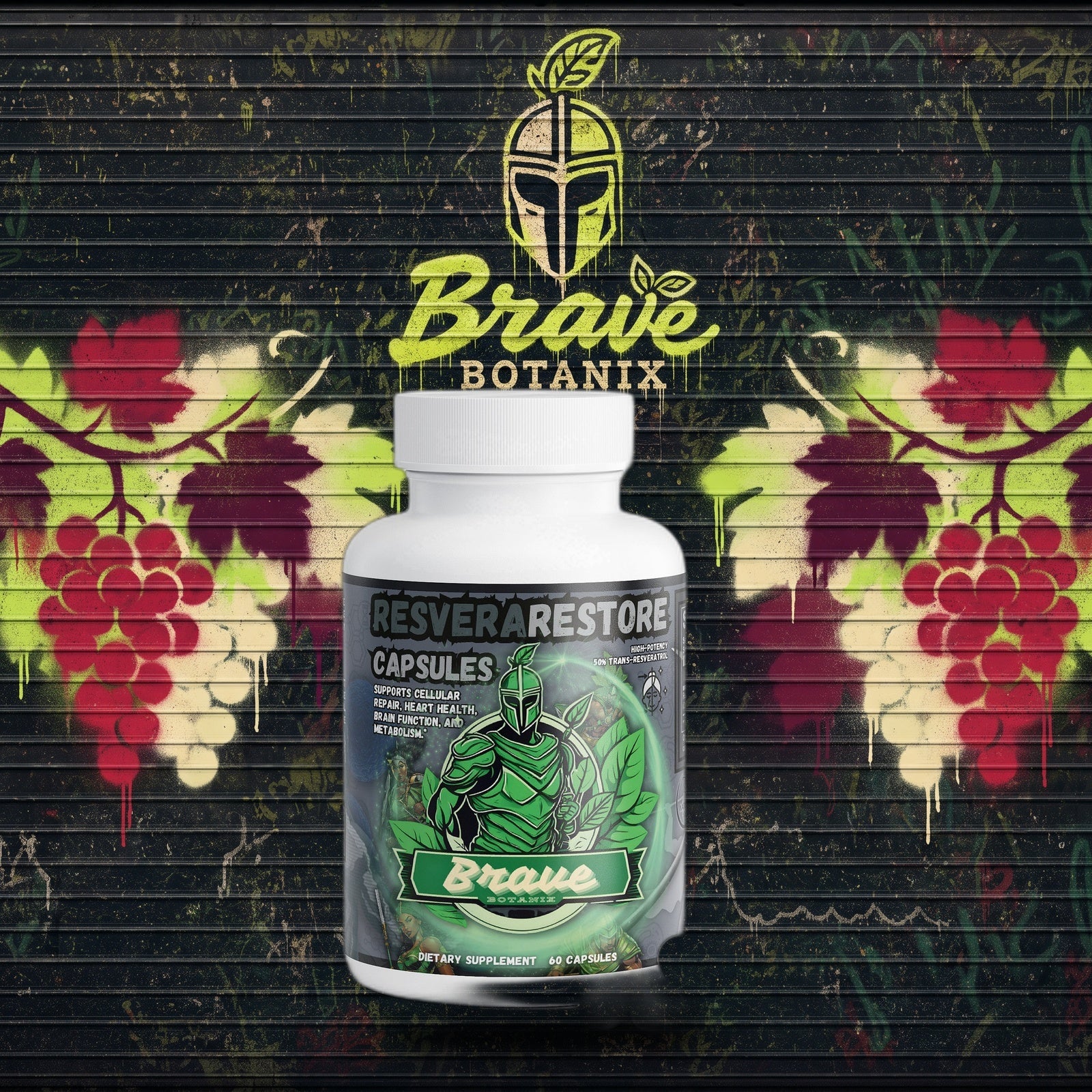 Resvera Restore Capsules graffiti mural mockup