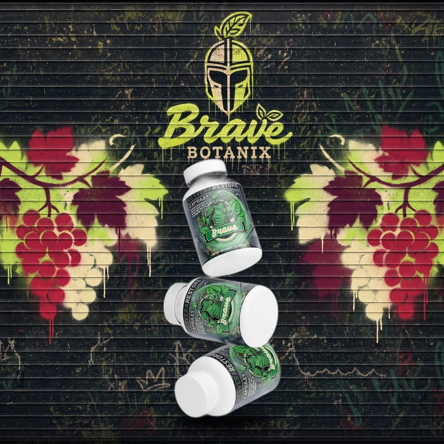 Resvera Restore Capsules graffiti mural mockup