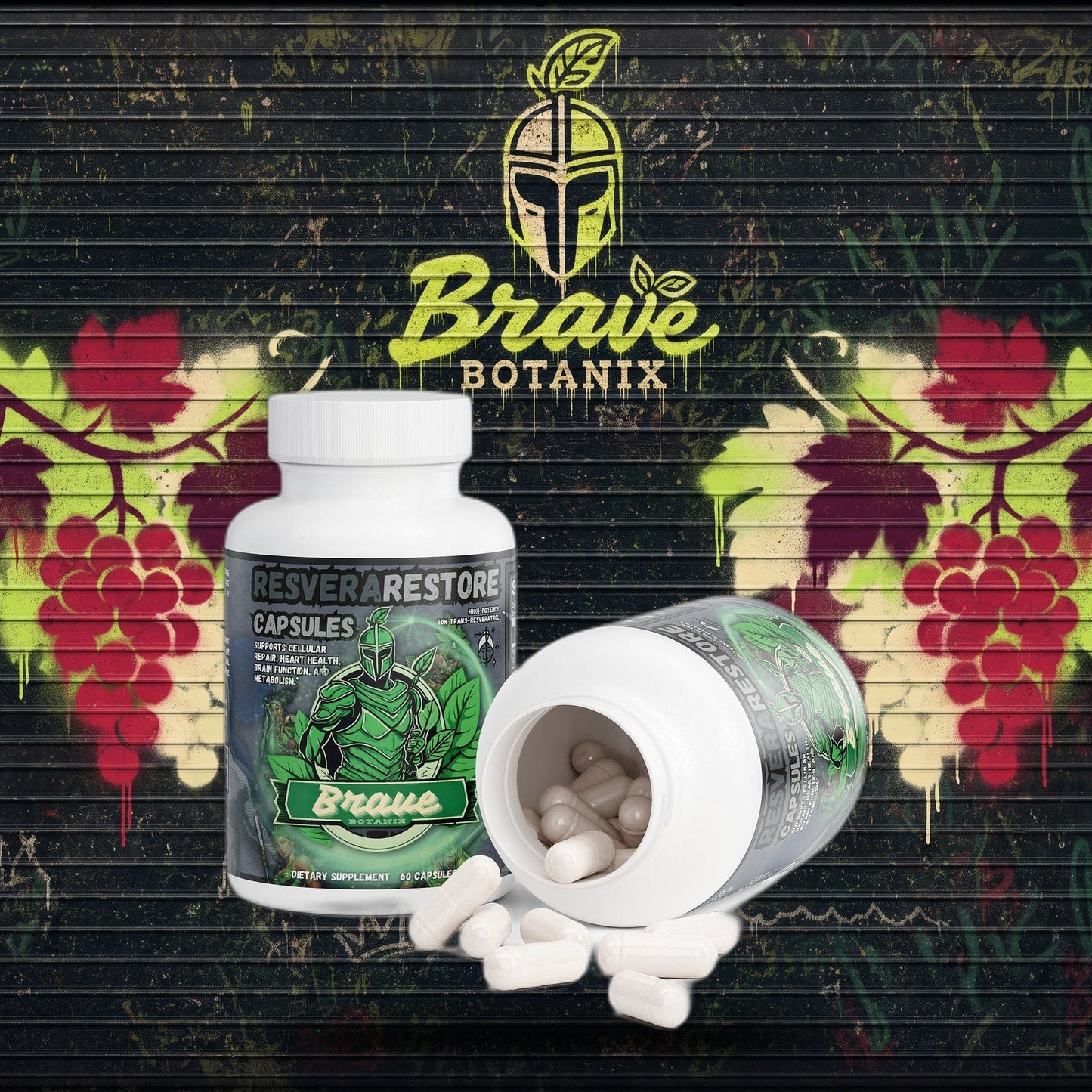 Resvera Restore Capsules graffiti mural mockup