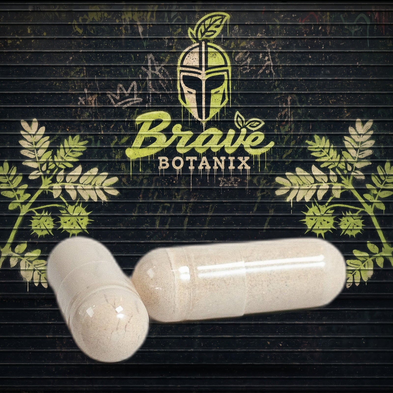 Brave Botanix Test Titan Energy Capsules graffiti mural mockup