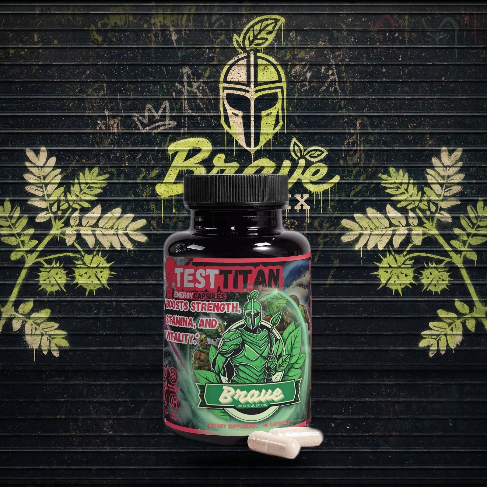 Test Titan Energy Capsules graffiti mural mockup