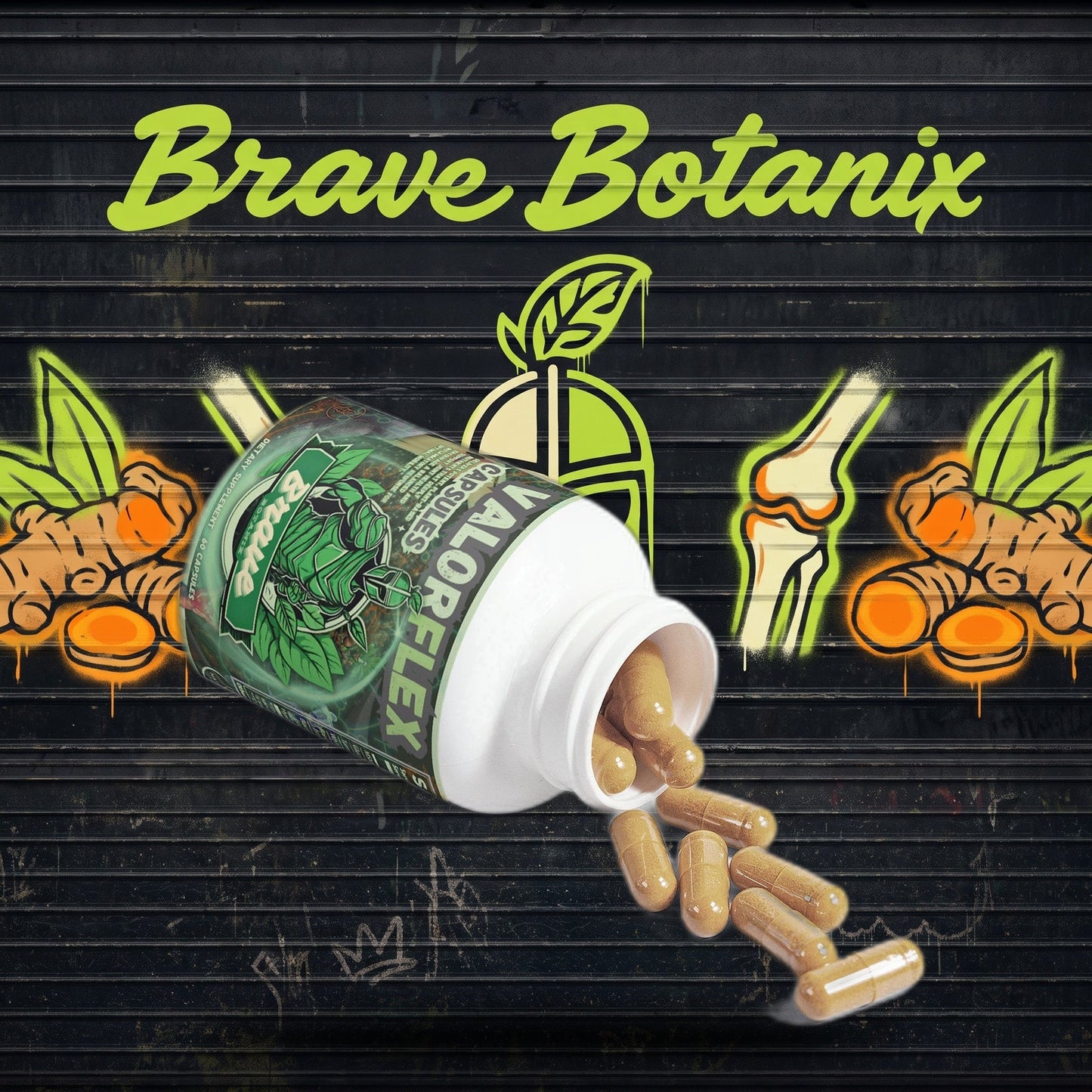 ValorFlex Capsules graffiti mural mockup