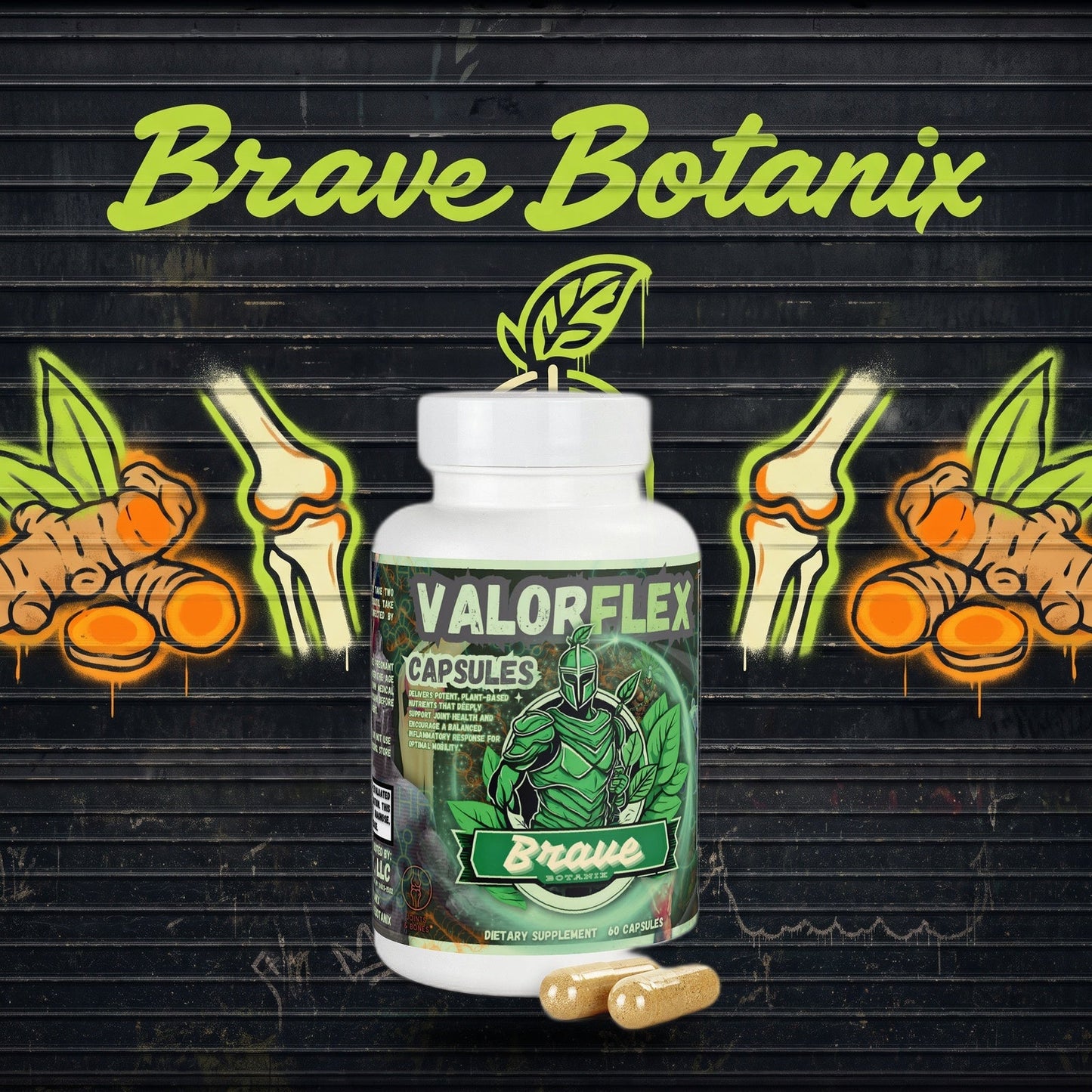 ValorFlex Capsules graffiti mural mockup
