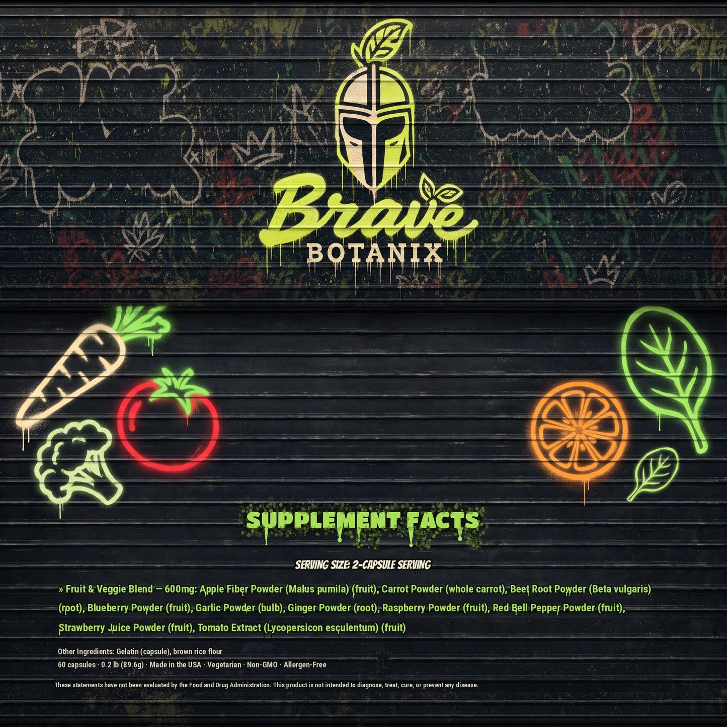 Warrior Wellness Supplement Facts spray paint mural