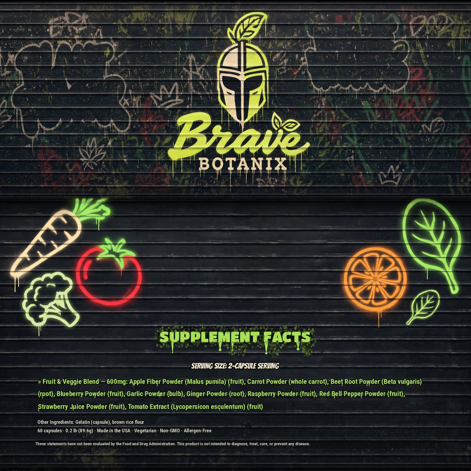 Warrior Wellness Supplement Facts spray paint mural