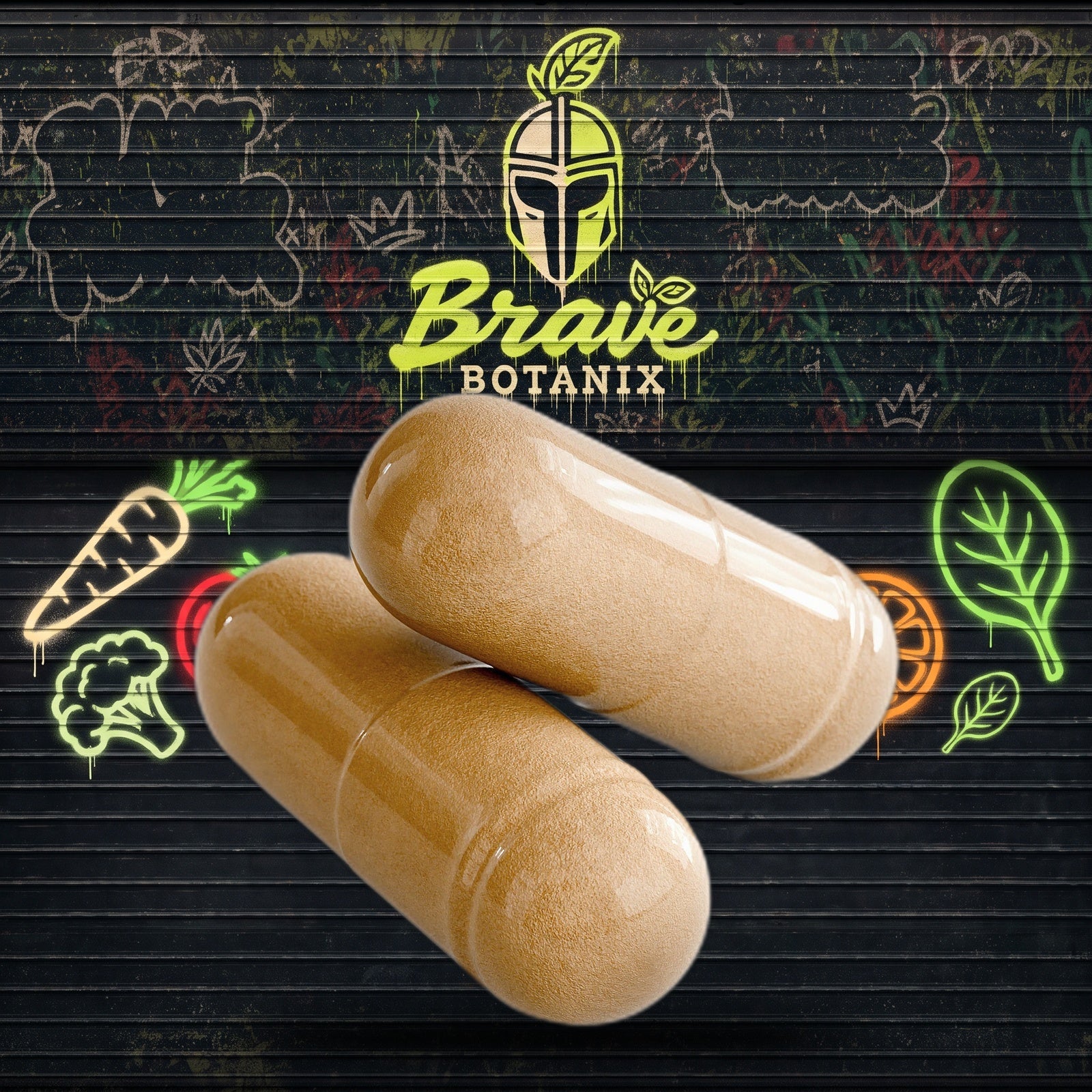 Warrior Wellness Capsules graffiti mural mockup