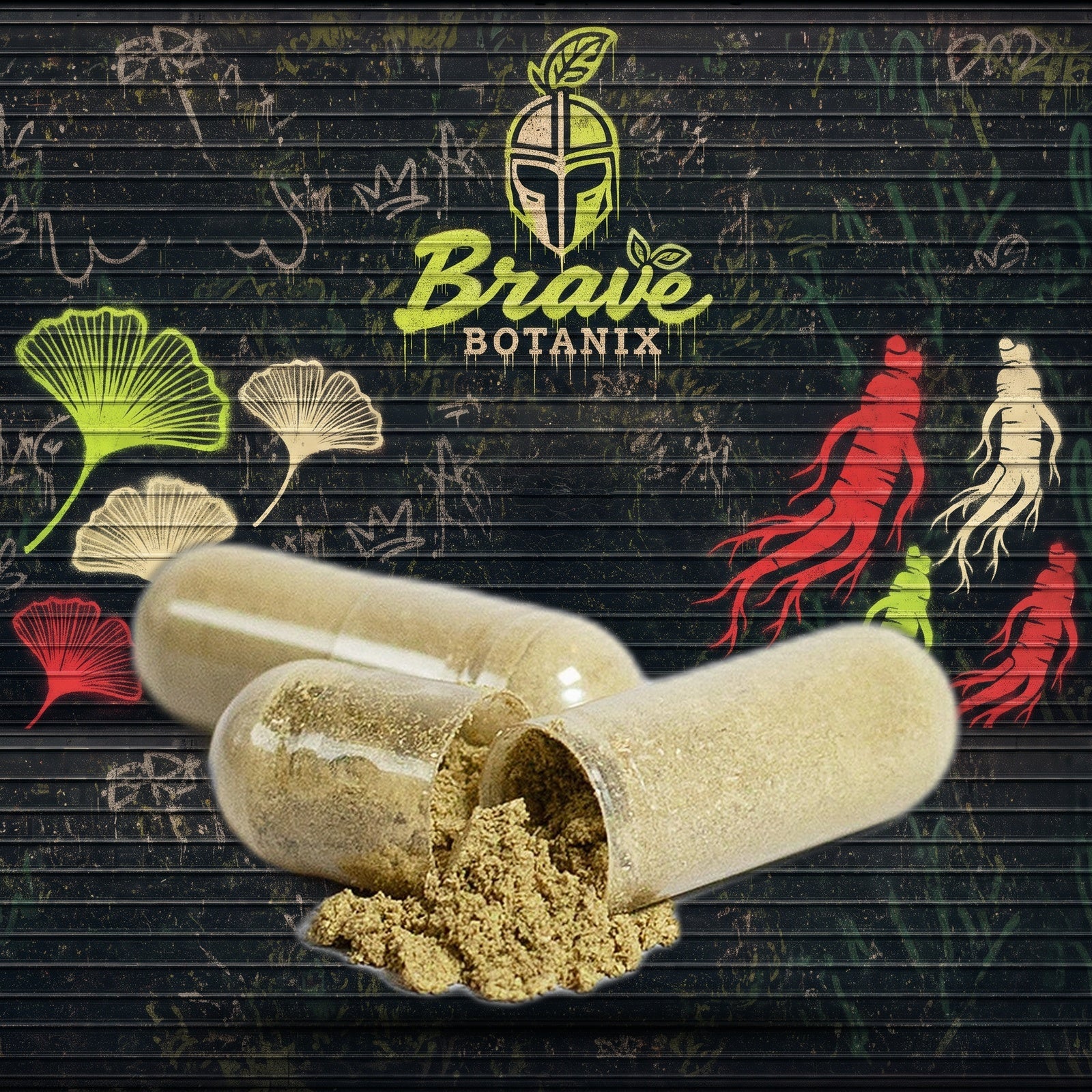Brave Botanix ZenFocus Capsules graffiti mural mockup