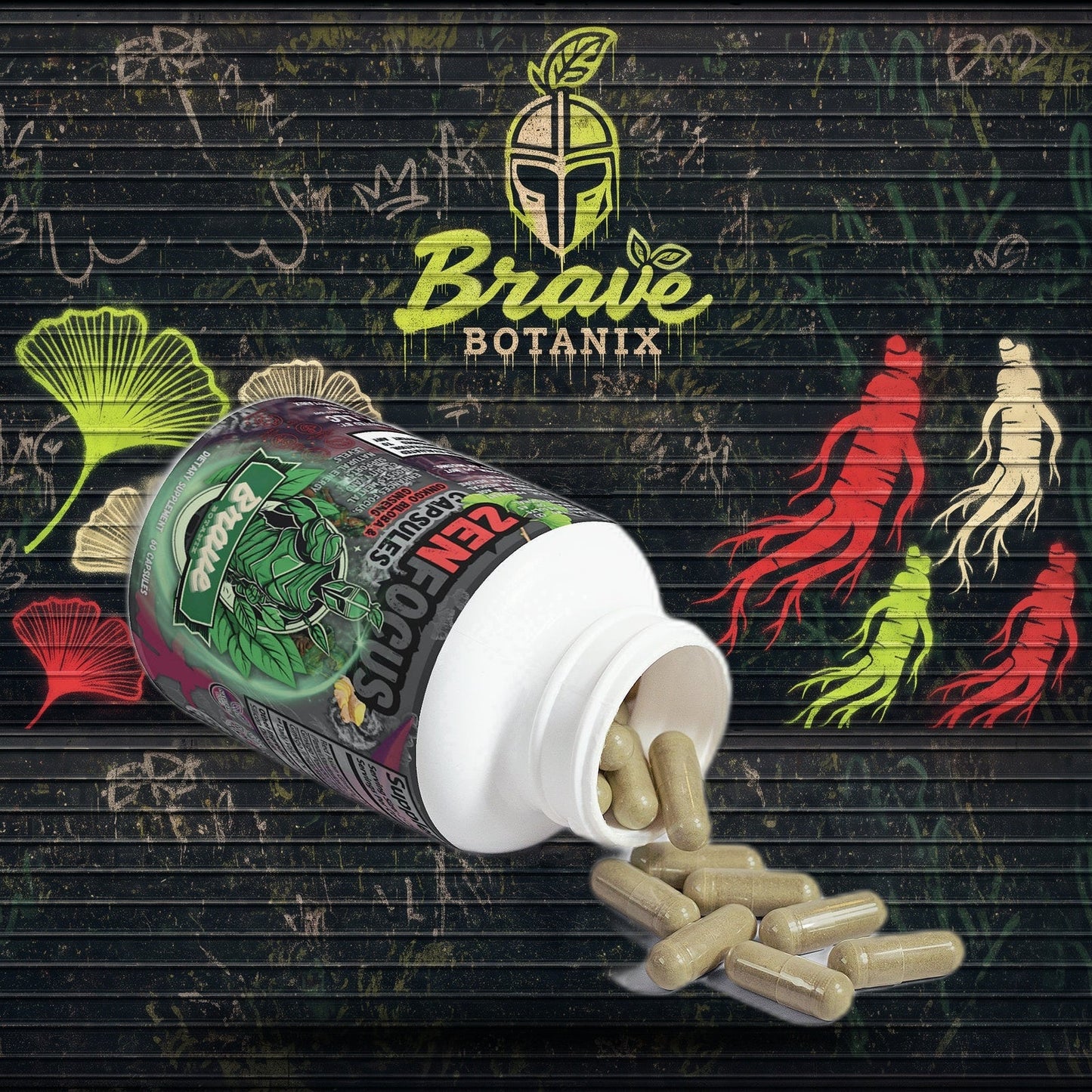ZenFocus Capsules graffiti mural mockup
