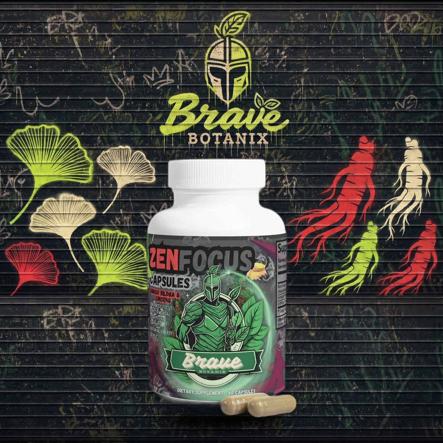 ZenFocus Capsules graffiti mural mockup